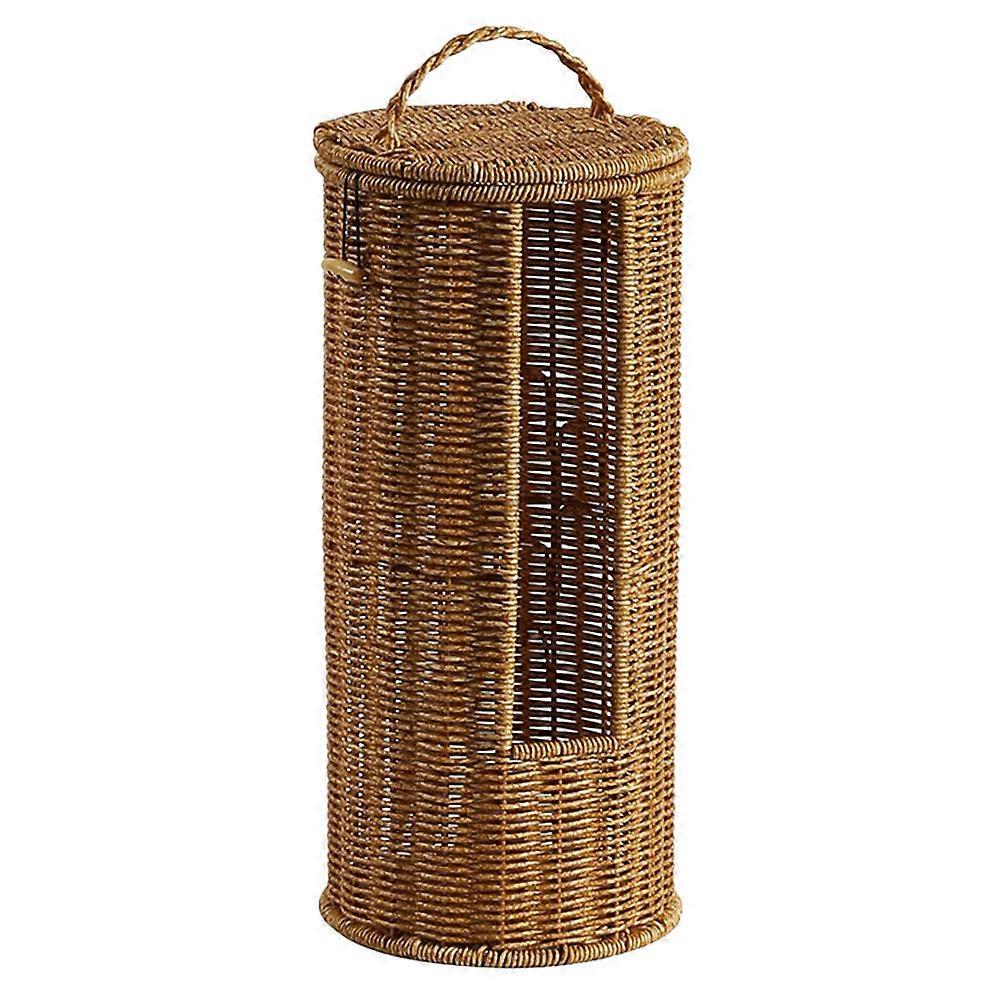 The **Handwoven Storage Basket with Lid** is a stylish and functional storage solution designed to blend seamlessly into a variety of home