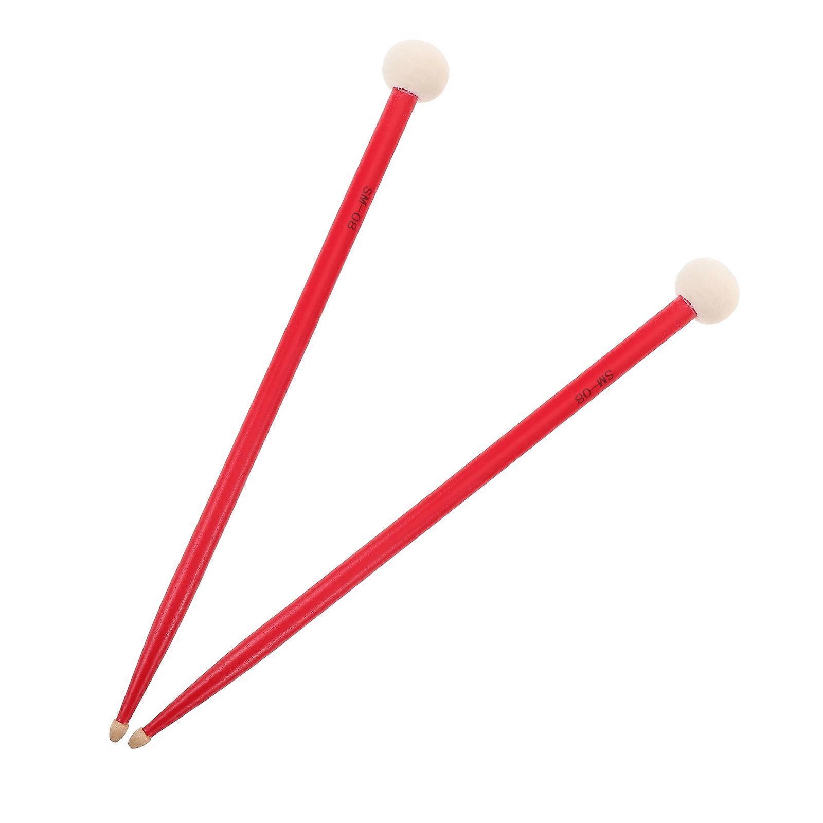Drum Mallets Timpani Drumsticks Maple Wood Material Produces Clear and Accurate Tones for Professional Musicians Red 1 Pair