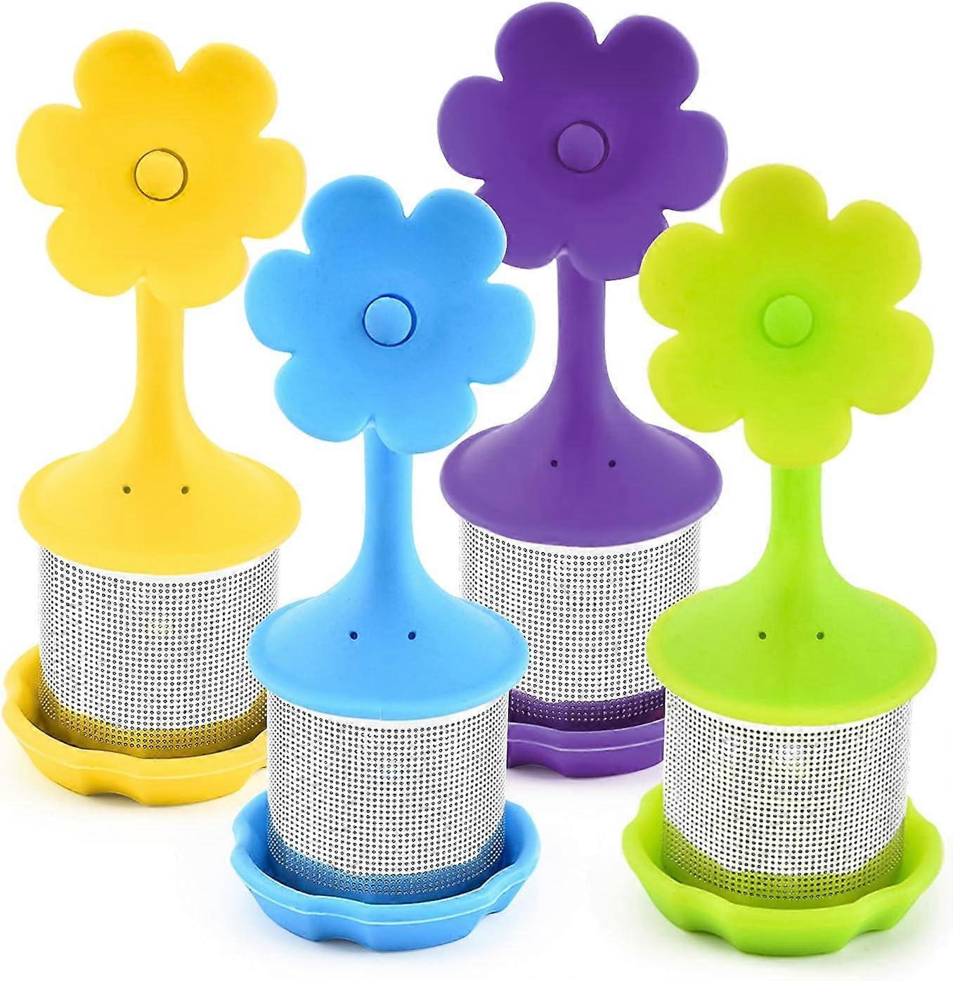 4pc Silicone Tea Strainers,Extra Fine Mesh Infusers with Silicone Lid