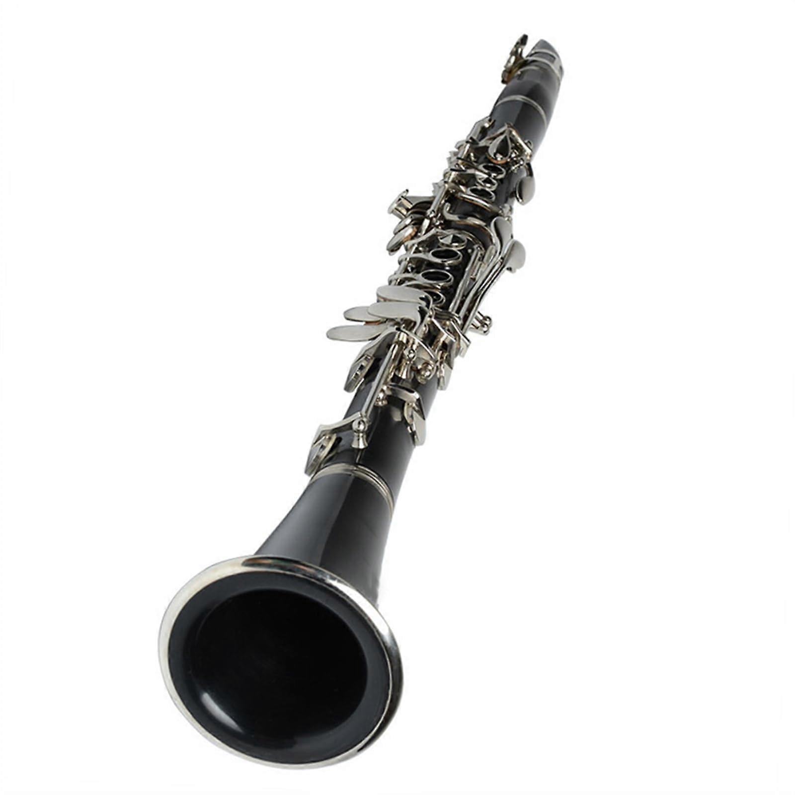 Professional Clarinet Beginner Bb Clarinet with 17 Keys NickelPlated Clarinet Instrument with Bright Tone