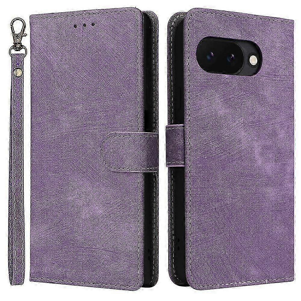 For Google Pixel 9a Wallet Case RFID Blocking PU Leather Cover Stand View-Purple