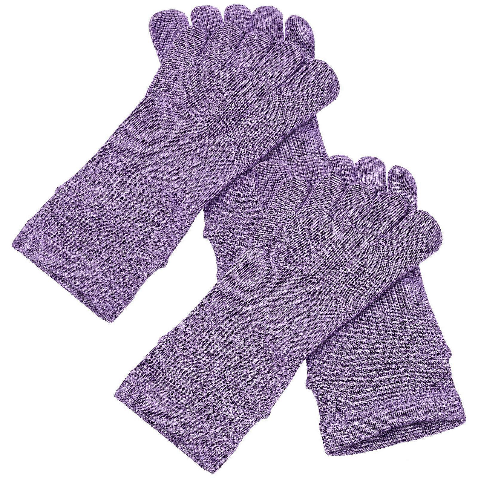 Purple Multi-Function Sports Socks Women Toe Socks For Gym Stability 2 Pairs