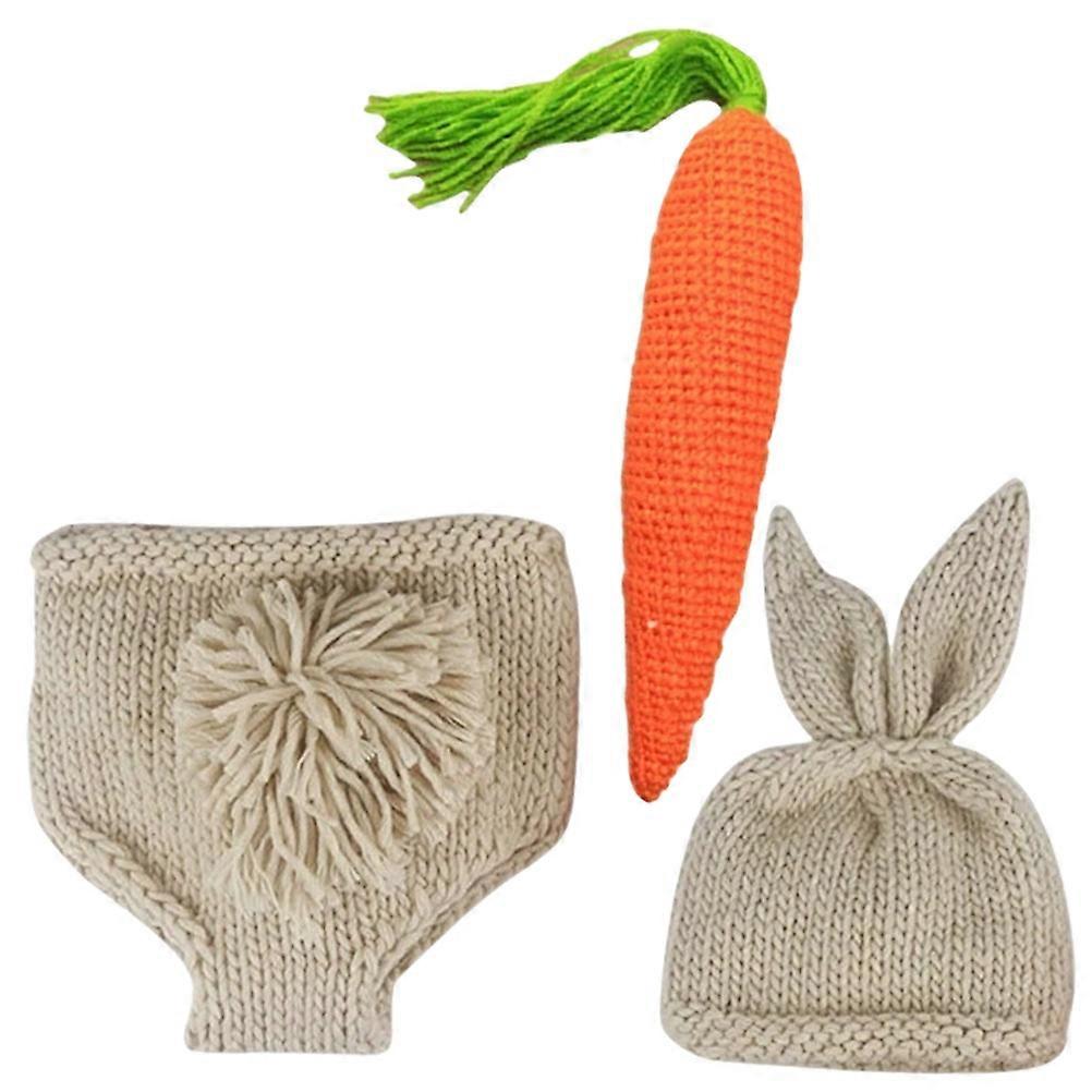 Baby Photography Props Bunny Outfit Crocheted Hat Pants For Newborn Infant 1 Set Ideal For Easter