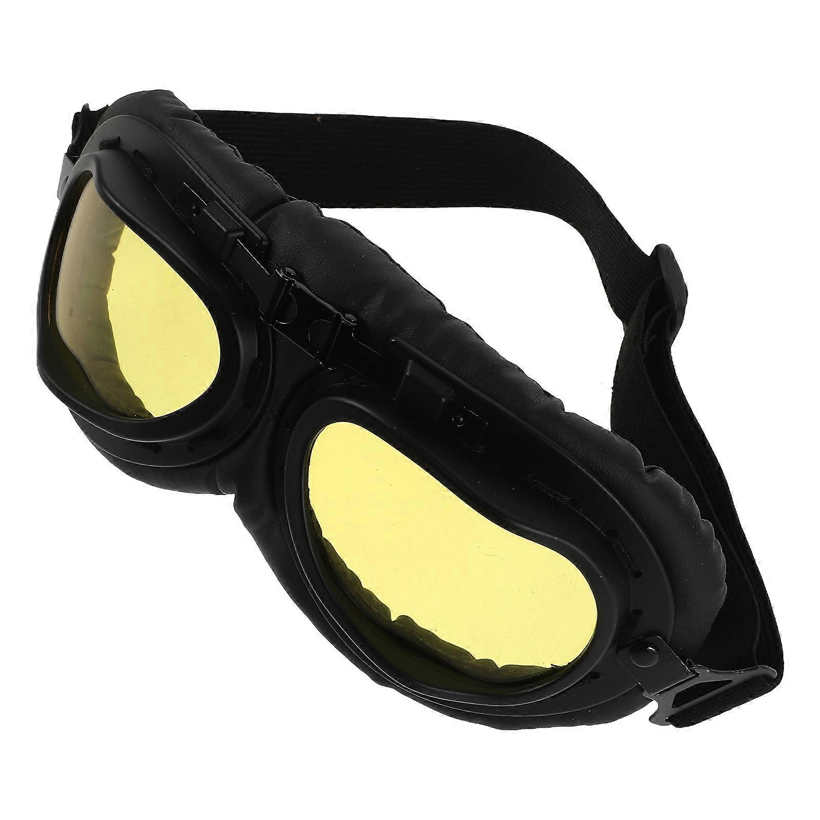 Vintage Motorcycle Goggles with Protective Lenses – Windproof, Dustproof & Fog Resistant Classic Retro Eyewear for Men and Women – Universal Fit for