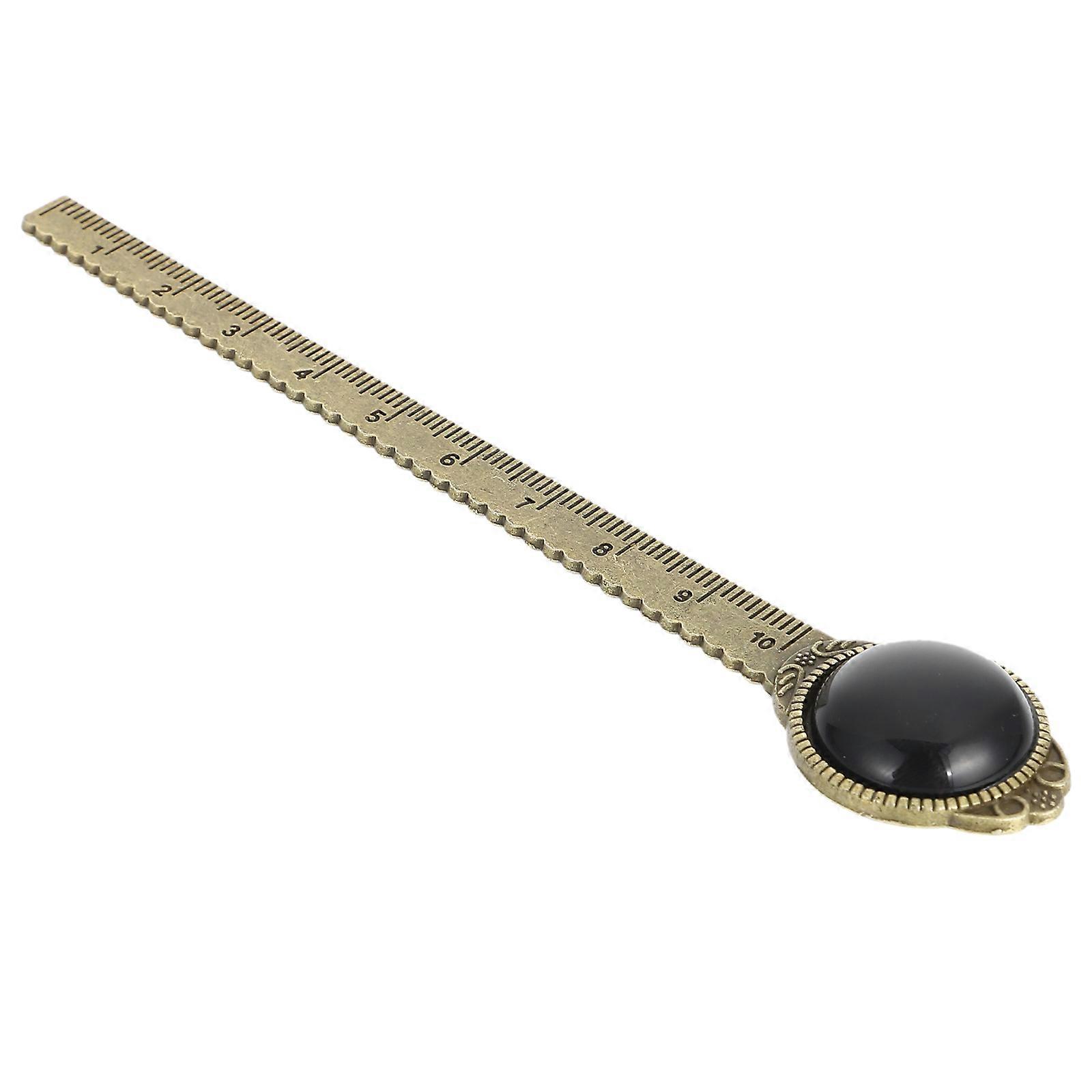 Zinc Alloy Semi Precious Stone Bookmark Ruler, Thin Lightweight Reading Marker for Students, Decorative Book Page Holder for School and Friends