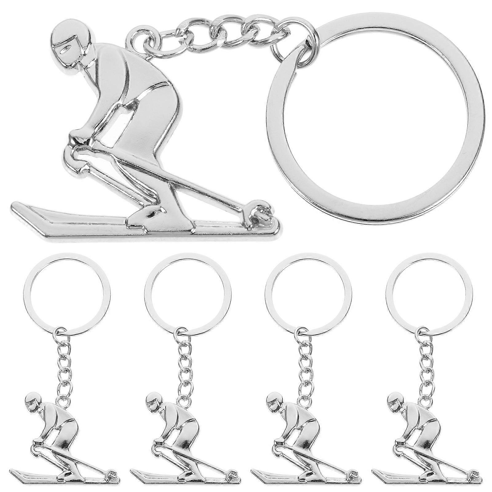 5pcs Durable Zinc Alloy Ski Athlete Keychains – Stylish Winter Skiing Accessories for Bags, Phones & Keys – Perfect for Ski Lovers