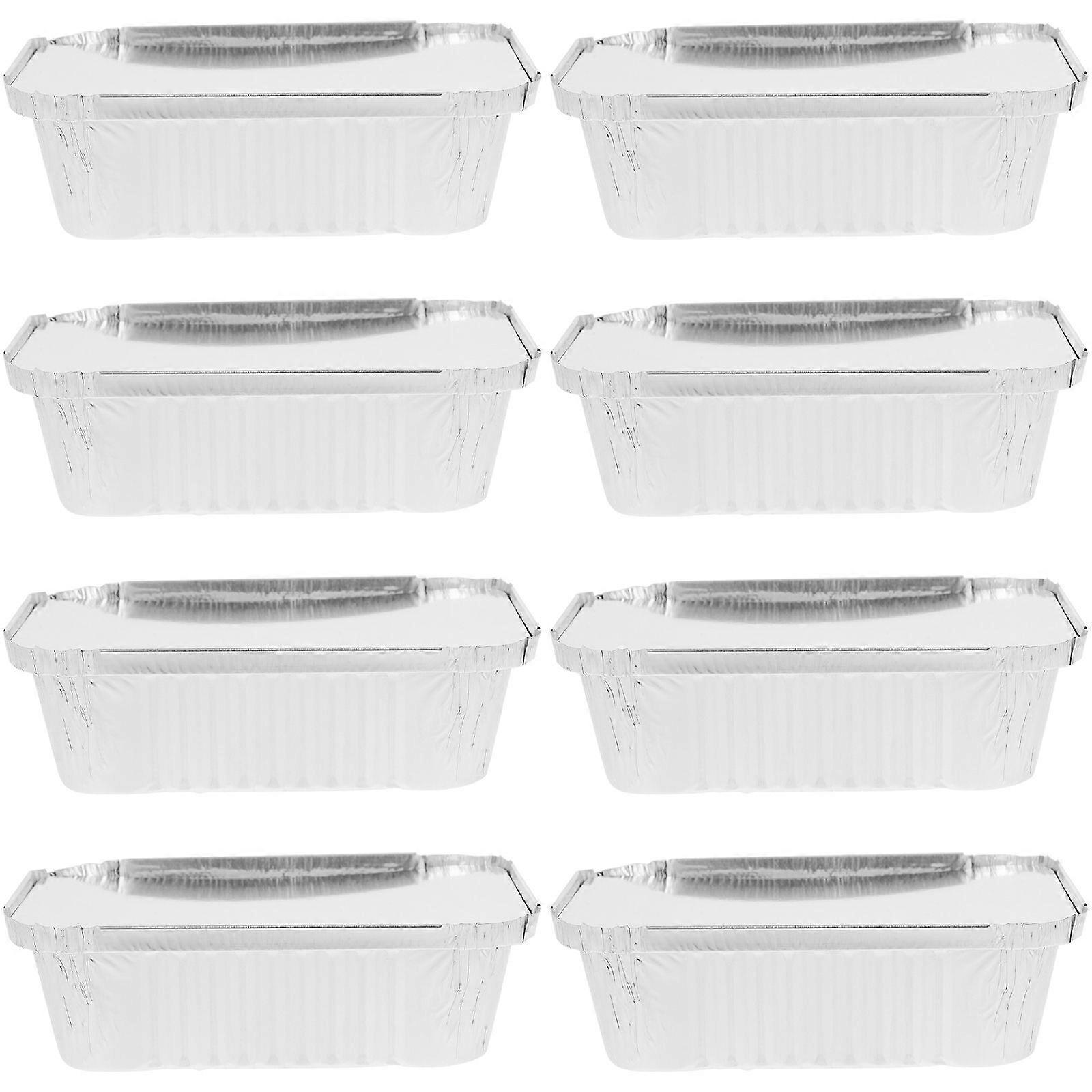 50pcs Cake Bread Baking Foil Boxes Barbecue Food Boxes Disposable Boxes with Lid