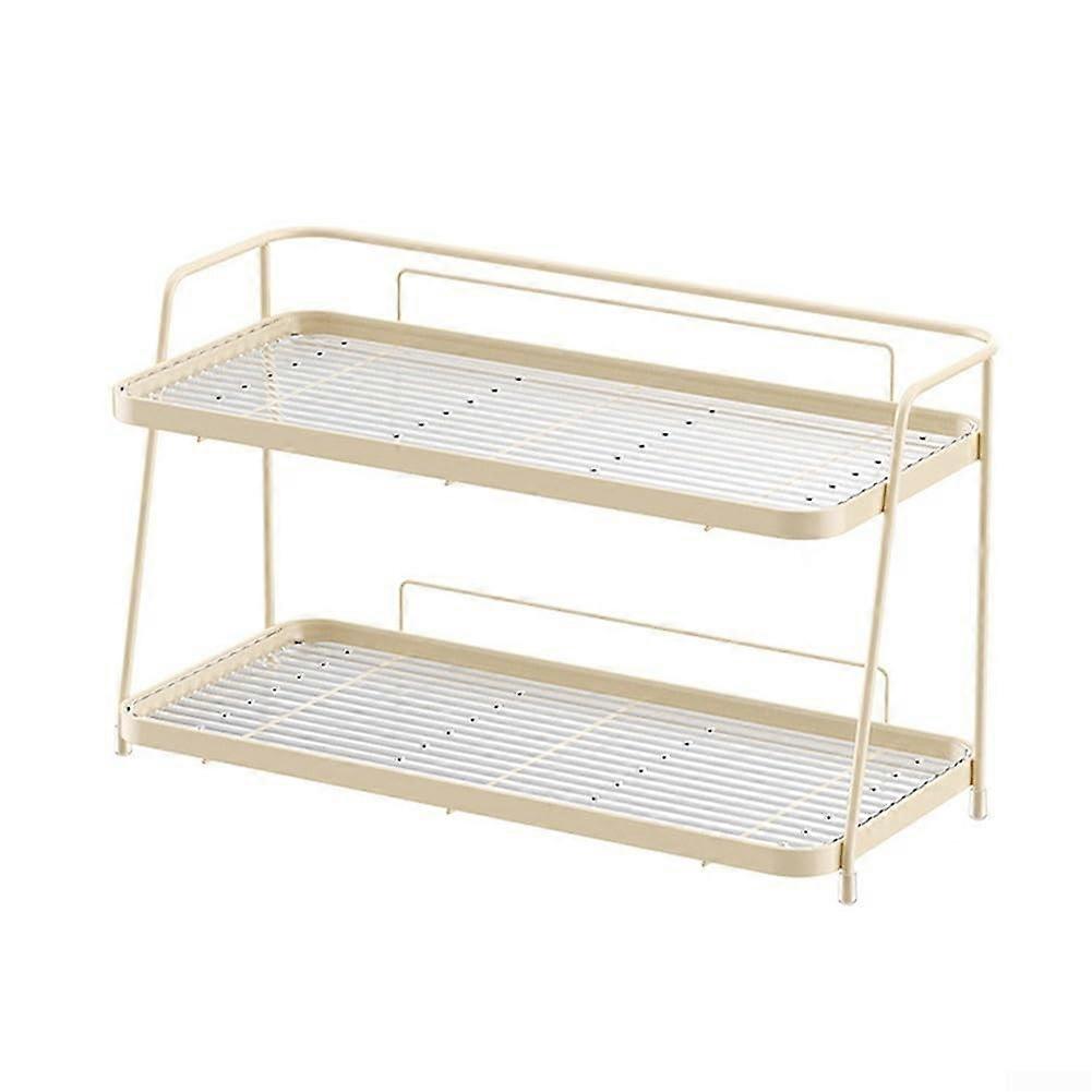 Spacious bathroom storage solution, 2tier organizer shelf with removable PET base plate (yellow)