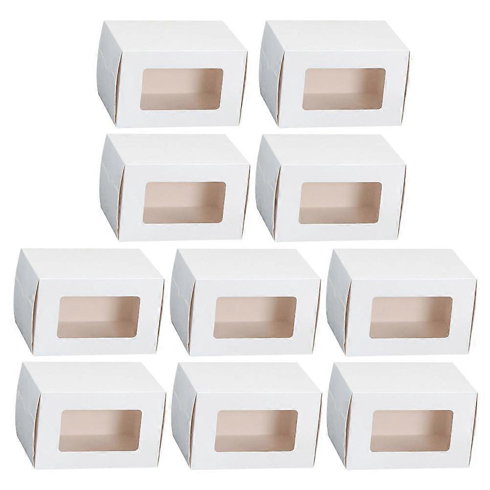 Transparent Window Dessert Box 10Pcs White Paper with Clear Window Display for Storage Use