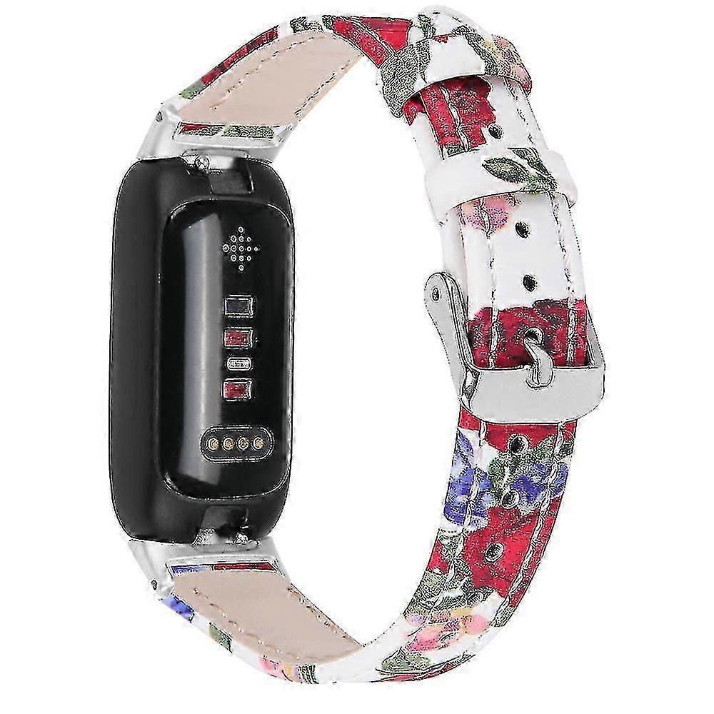For Fitbit Inspire 3 Replacement Watch Strap Stitching Lines Top Layer Genuine Leather Wrist Band - Style A