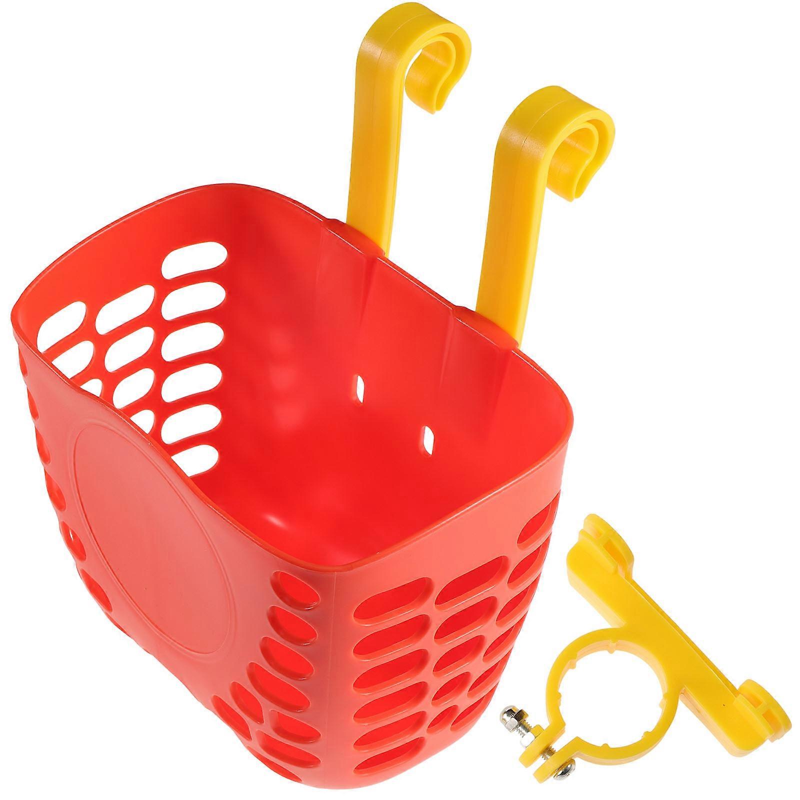 Cute Handlebar Basket For Kids Bicycle 19X13.5X12CM Orange Durable Storage Solution Prevent Falling Off 1 Set
