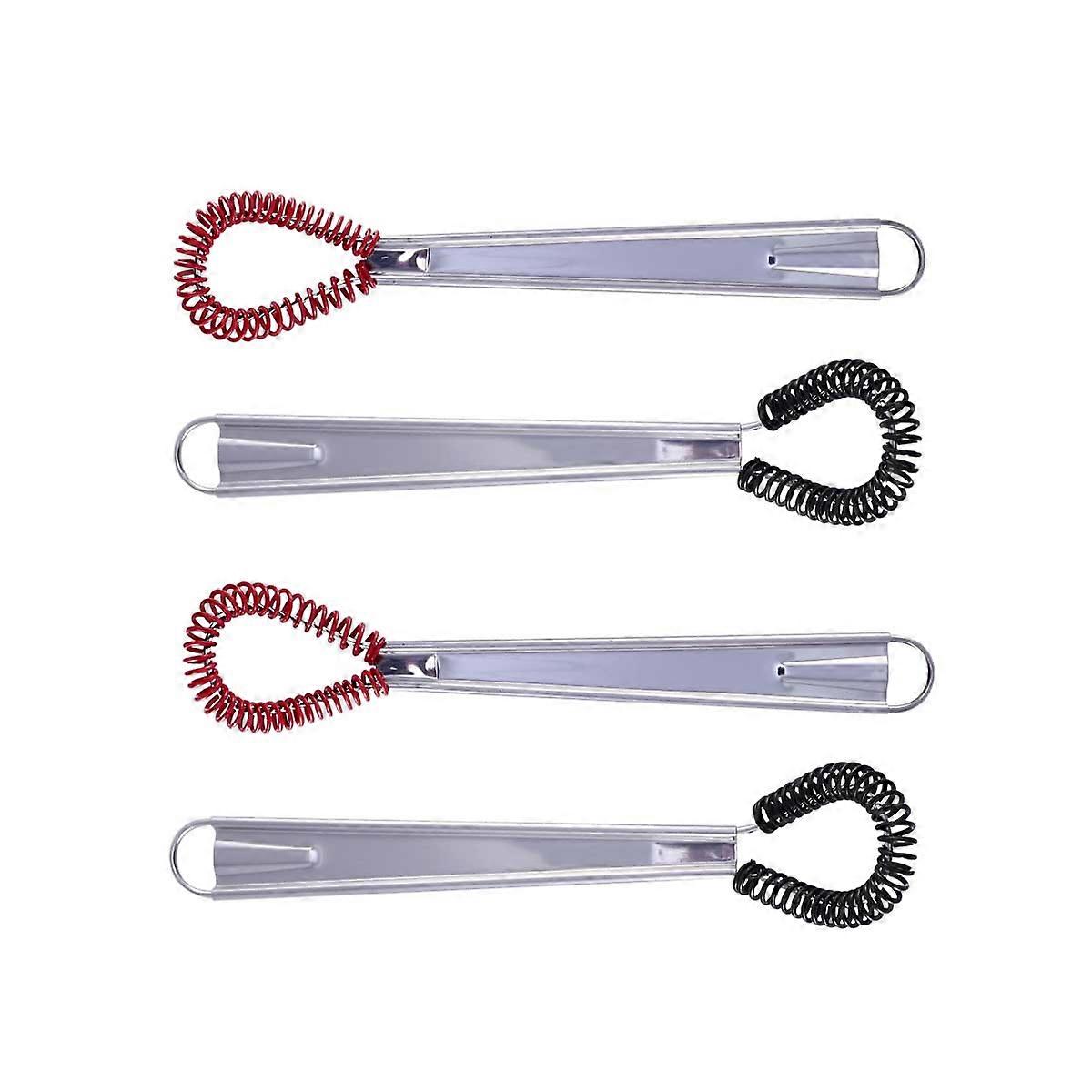 4 Pieces Egg Whisk Stainless Steel Mini Spring Coil Whisk Silicone Whisk Milk Frother Foamer Coffee Mixer