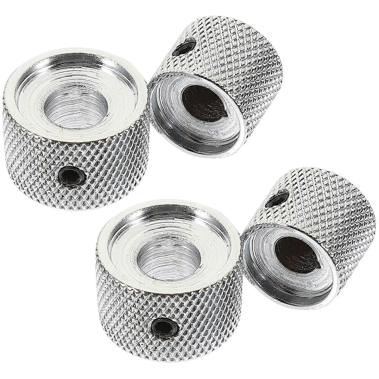 Chrome Potentiometer Volume Tone Control Knobs Caps for Electric Guitar Bass Replacement Easy Install String Instrument Accessories