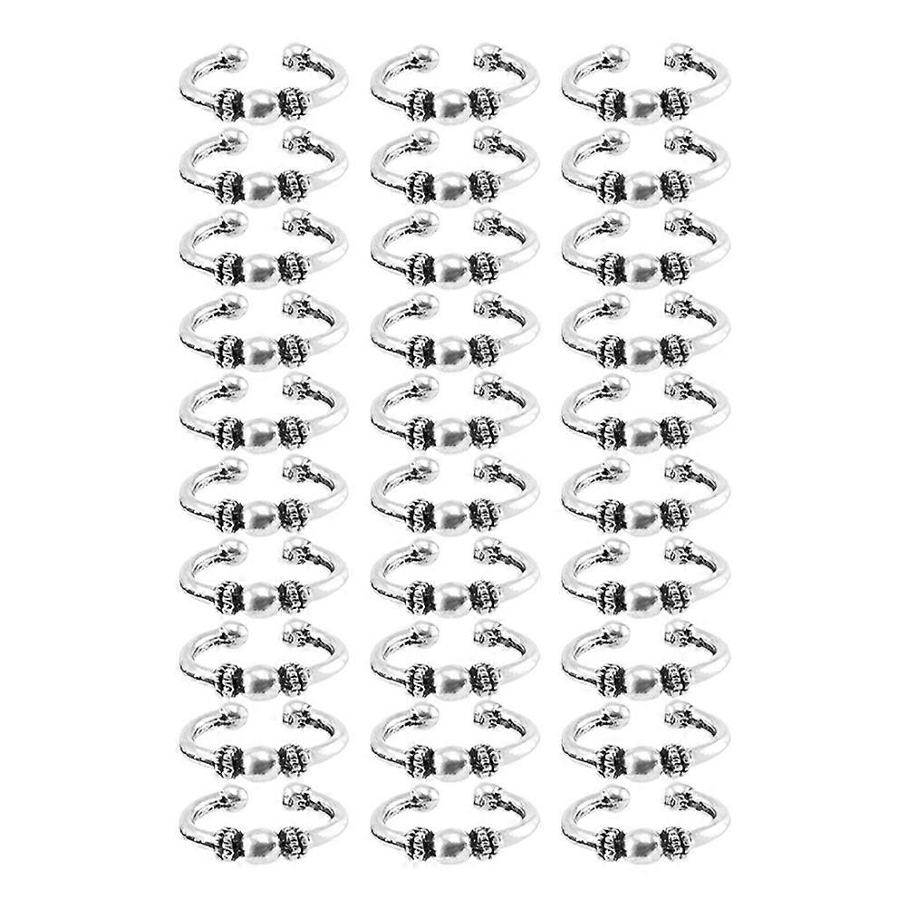 30Pcs Silver Alloy Hair Braids Rings Decorative Cuffs for Dreadlocks and Hair Extension