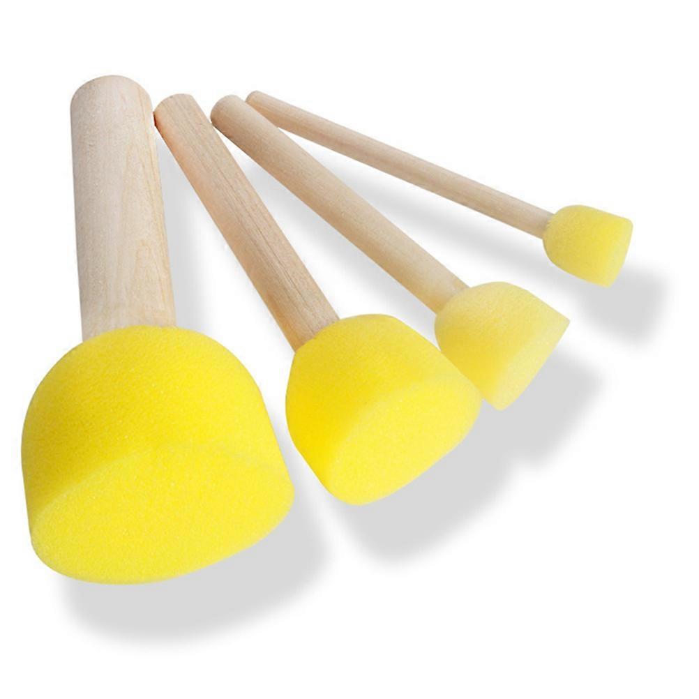 Creative Sponge Painting Brush with Wooden Handle Yellow Color for Kids DIY Projects and Painting Use 40 Pieces