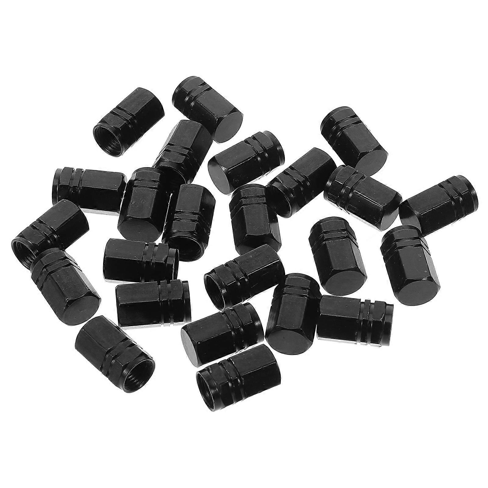 Aluminum Alloy Car Tire Valve Caps Black Dustproof and Waterproof for Most Standard Valves 4 Pack