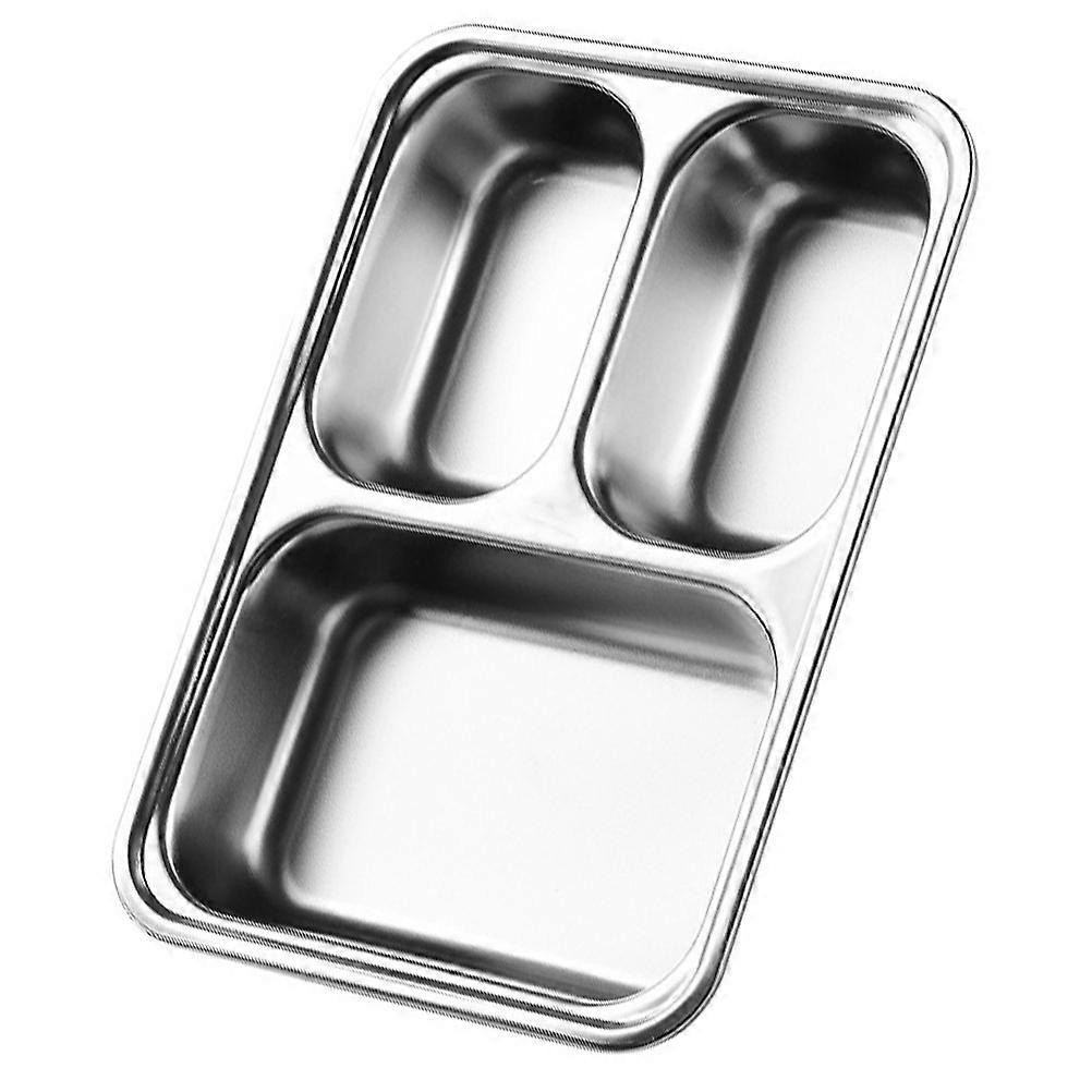 Stainless Steel Divided Serving Dish For Travel Silver Compartment Design Serving Snacks 1Pack