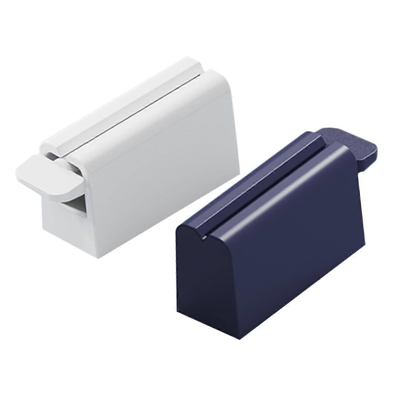 Toothpaste Press Stand, Silicone Pad, Rubber Holder, Automatic Squeezing Accessory, Blue 8.5x3x4.5cm
