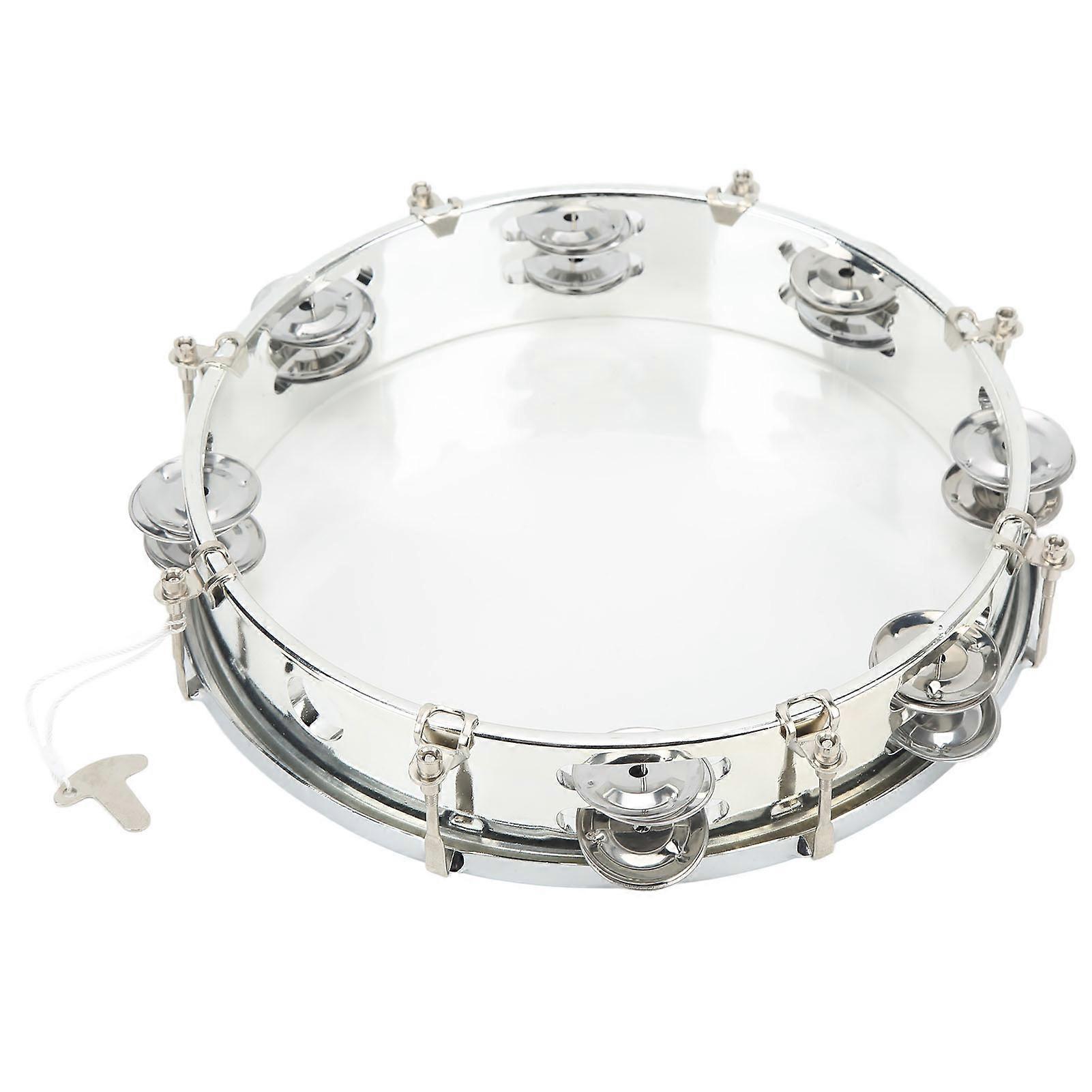 10in Hand Drum Adjustable Tone Double Row ABS Light Hand Bell Handheld Percussion Transparent 