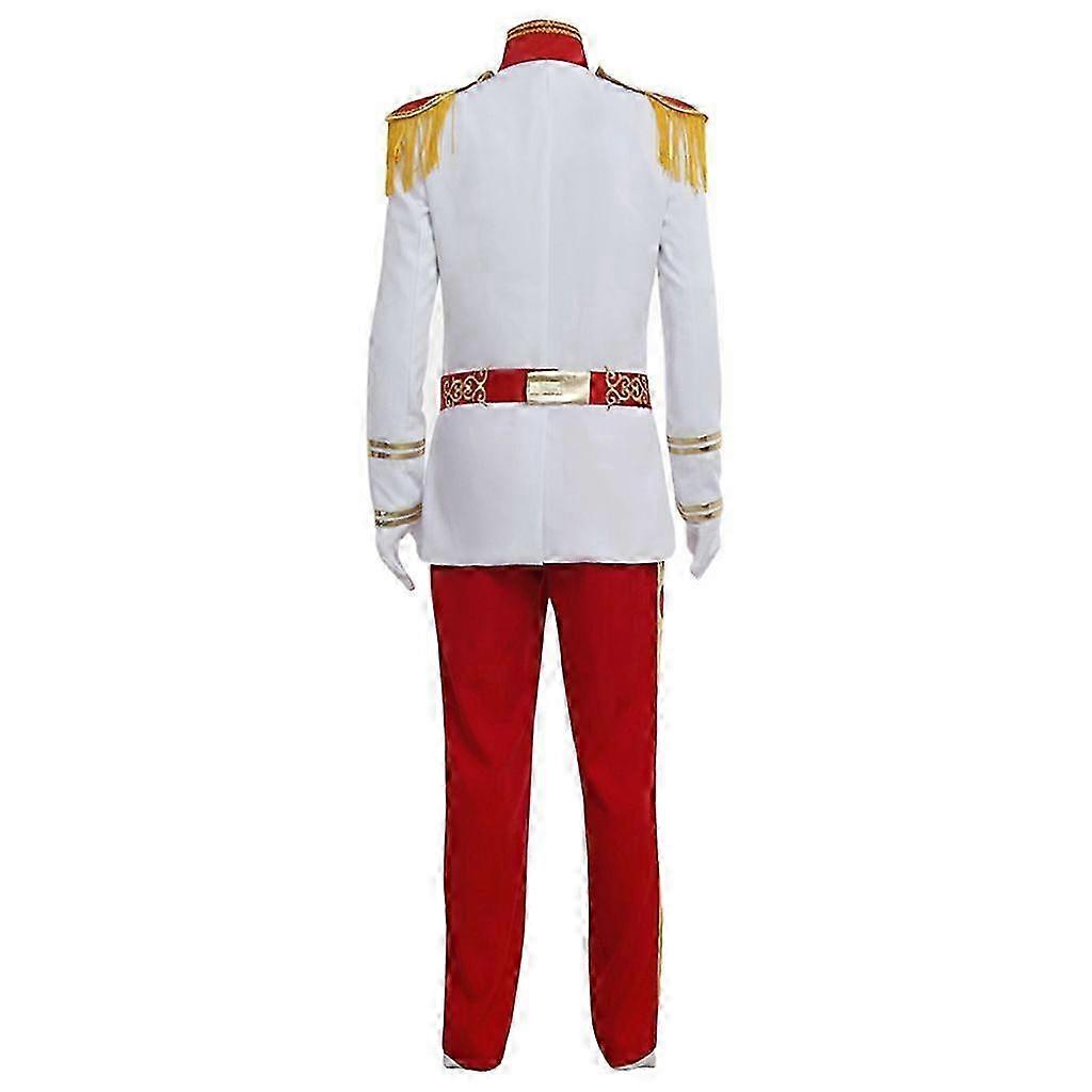 Men's Prince Charming Costume White Military Uniform Jacket & Red Pants Set  Royal Cosplay Outfit 26s | Fruugo UK