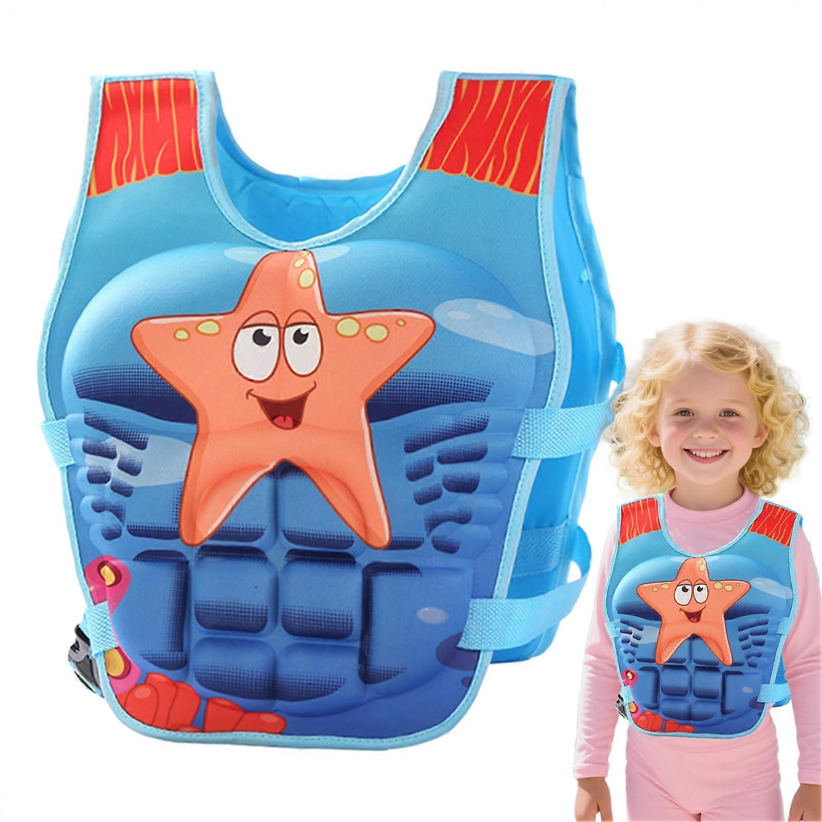 Swimmweste Für Kleinkinder - Kinder Schwimmhilfe Mit Cartoon-Motiv, Größe 2-10 Jahre, Ideal Für Kajakfahren, Großer Seestern