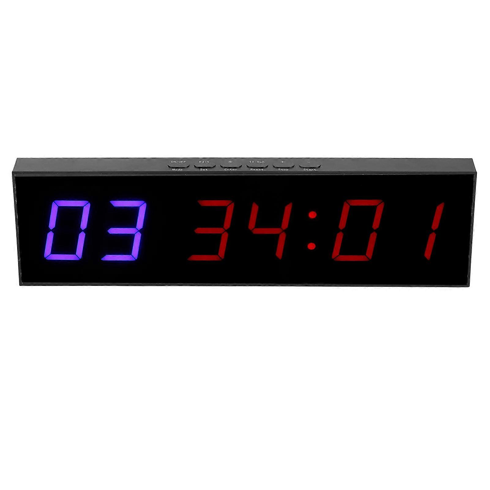 Gym Timer Interval 6 Bit LED Workout Countdown Up Stopwatch with Remote 1.8in