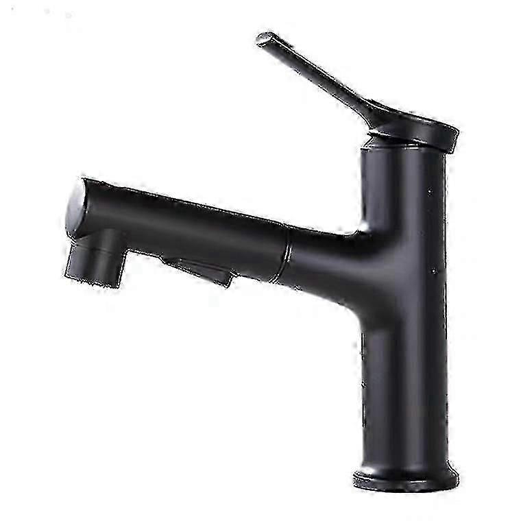 Basin Mixer Tap with Pull-out Spray, Black Bathroom Mixer Tap