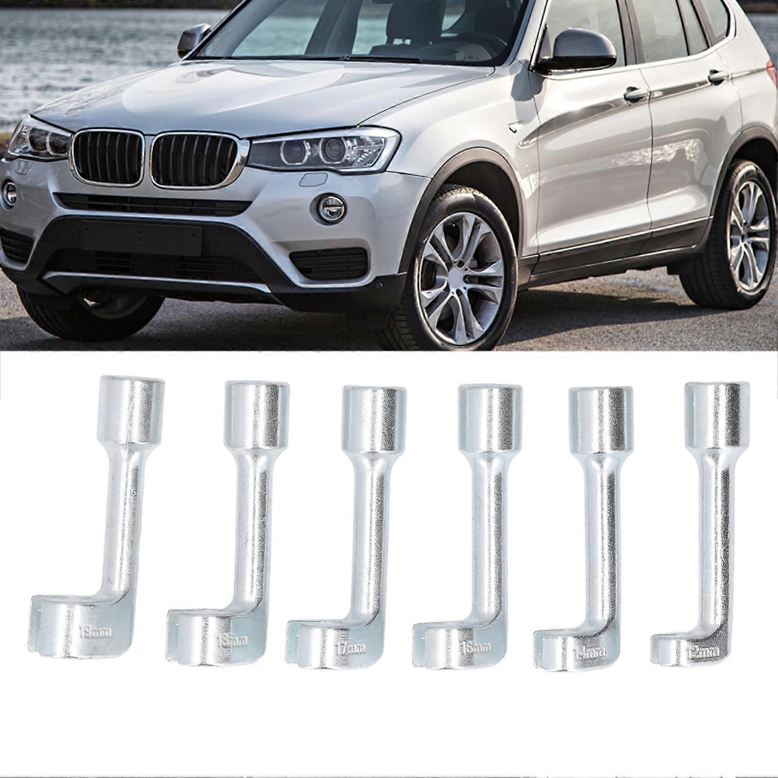 6pcs L Type Injector Line Socket Wrench Set Fuel Line Dismantling Removal Tool 1/2in Dr 12 14 16 17 18 19mm