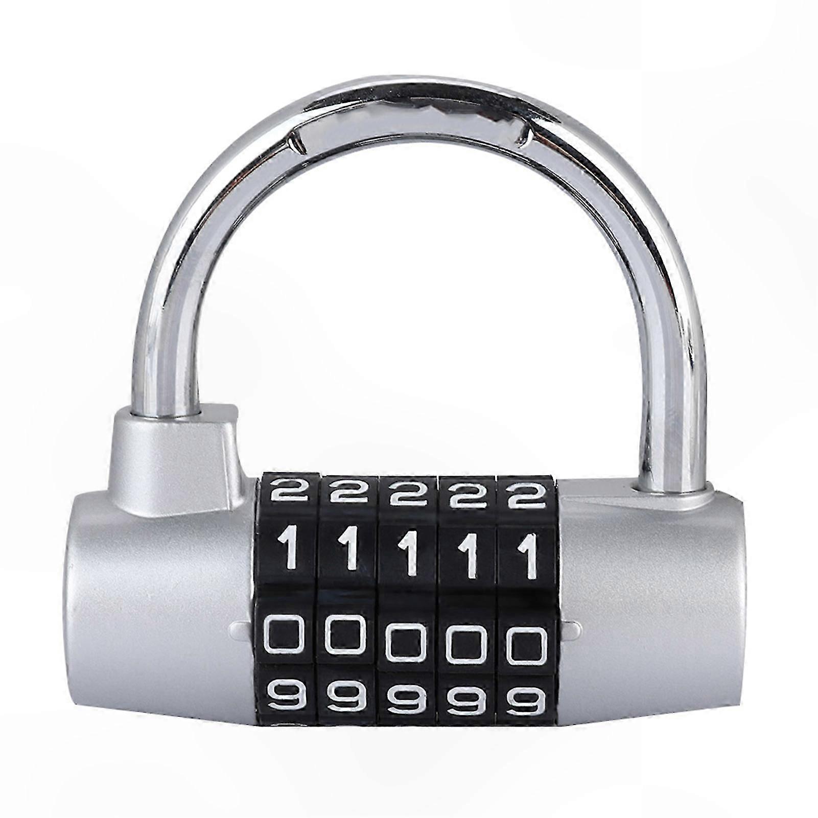 Silver U-Shaped Combination Lock for Suitcase and Door Security