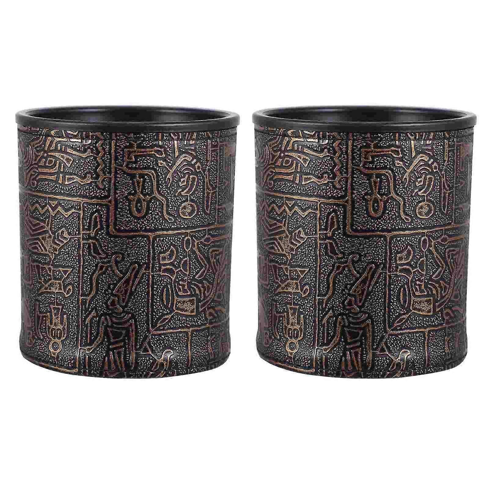 2pcs Leather Design Dice Cups Egyptian Style Dice Holders Game Accessory for Festival Bar