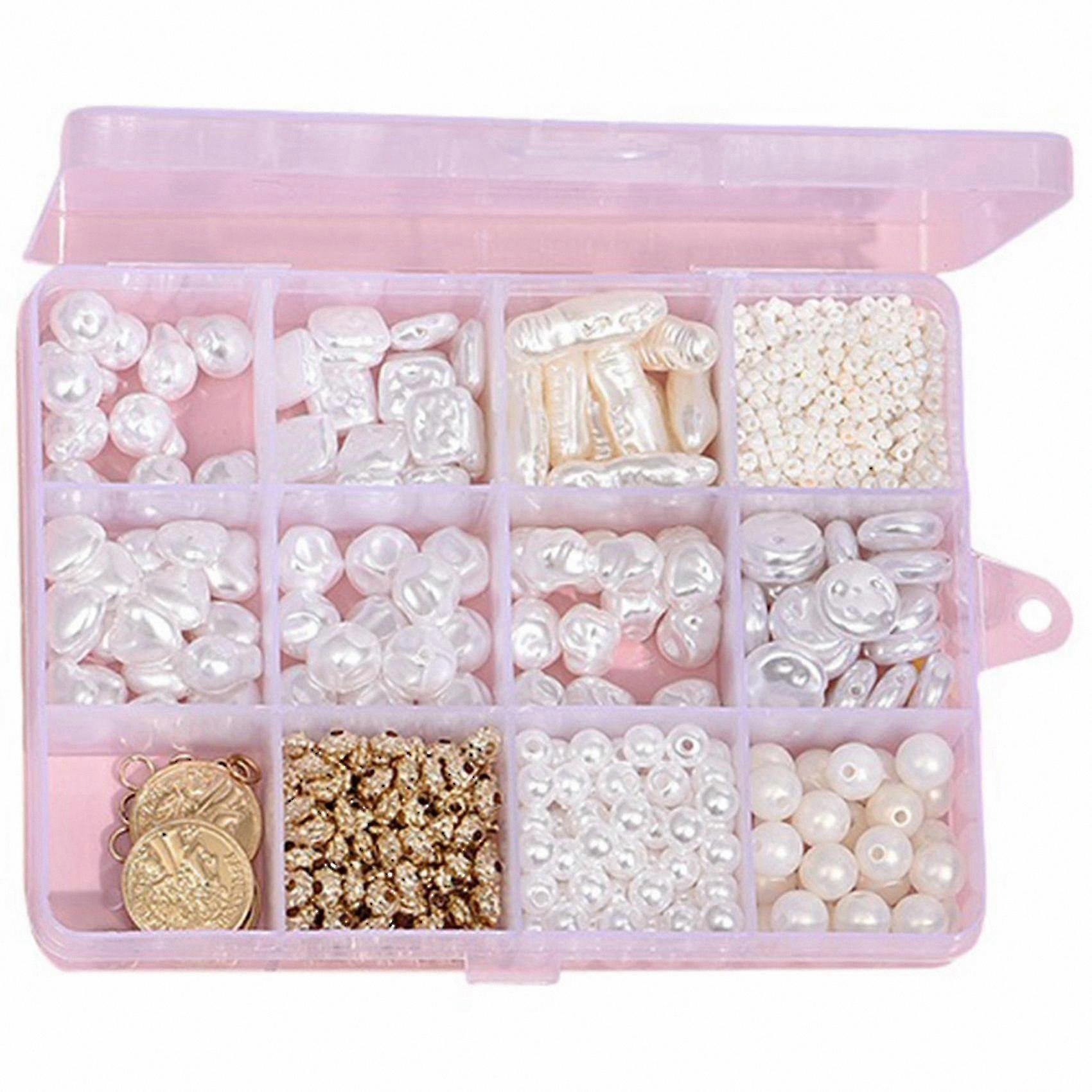 Crafting Pearl Beads Kit with Multiple Styles and Holes for DIY Projects