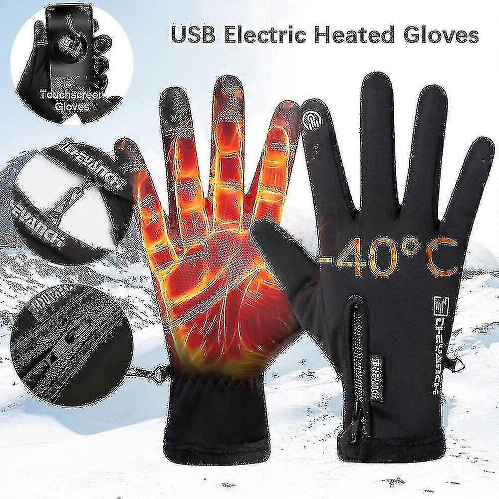 Usb électrique automobile Gants chauffants Hiver Chauffe-mitaines Antidérapant Écran tactile Vélo Cyclisme