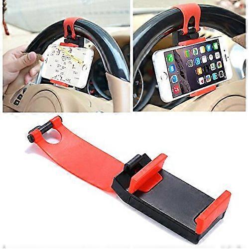 Universal Car Steering Wheel Cell Phone Mount Holder  (Red)