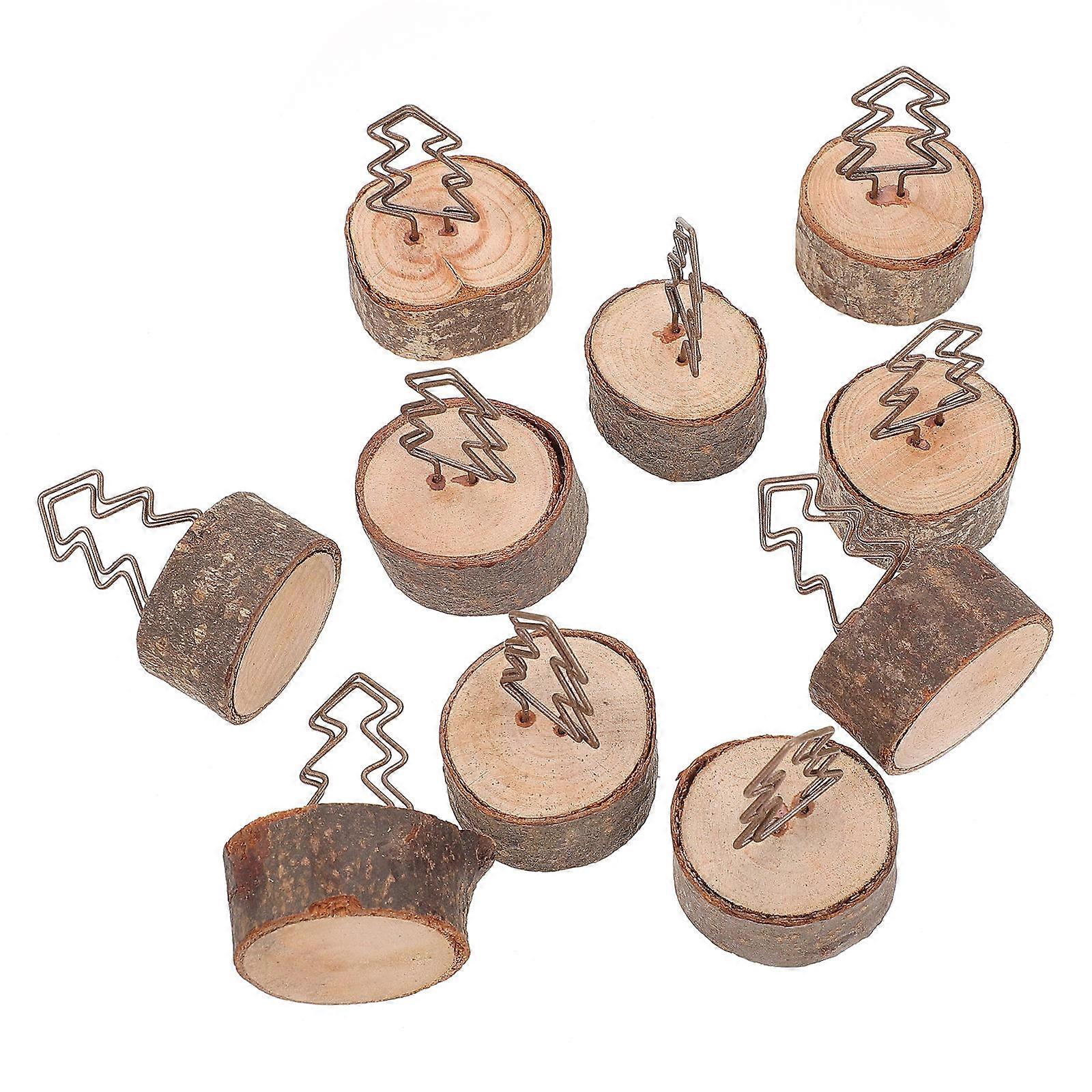 Place Cards Clip Holder Wooden Brown Material Vintage Design for Office Use 10Pcs
