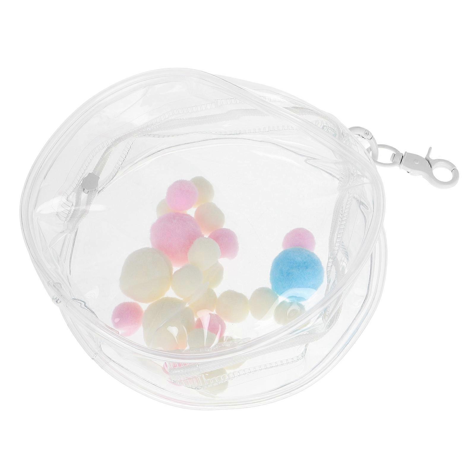 Keychain Pouch Transparent Clear Display Bag with Plush Material for Storage and Display 1Set