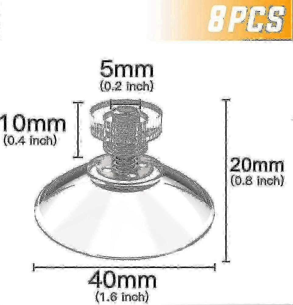 8 Pcs 40mm Stainless Steel Suction Cups with M5 Threads for Secure Mounting - CHUNC