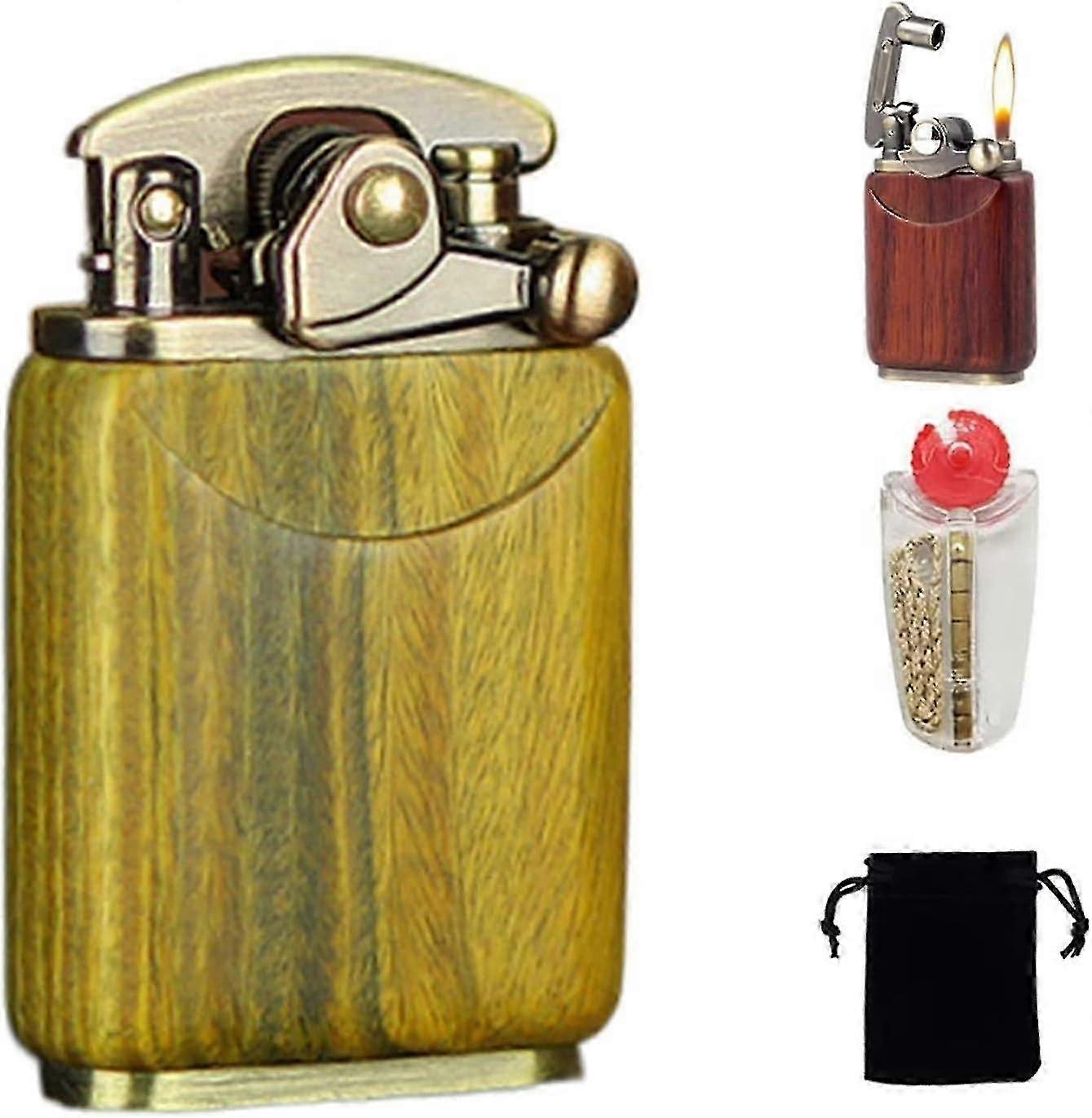 Retro Antique Kerosene Lighter, Soft Flame Kerosene Lighter Windproof Reusable Lighter (Color : 1)