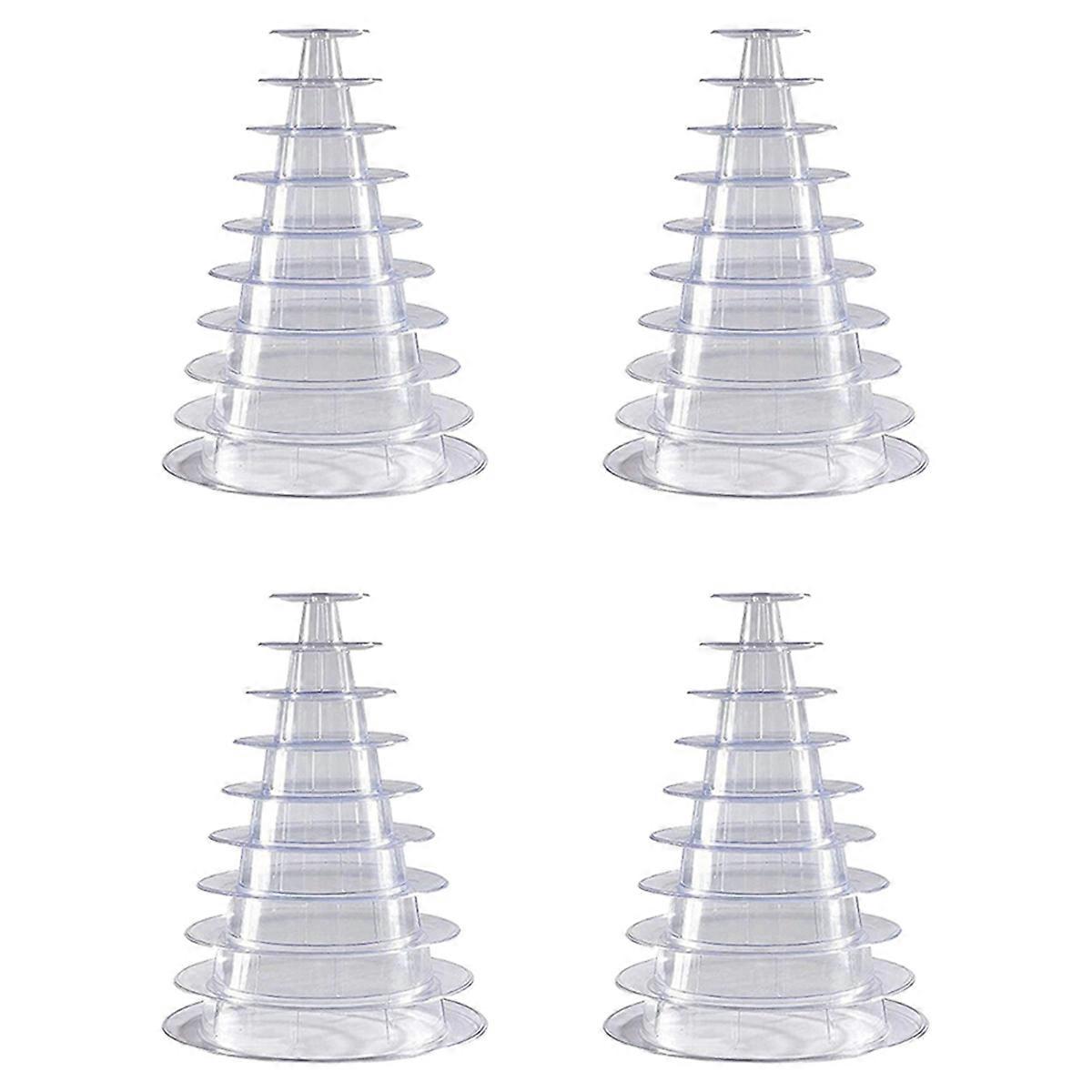 4X 10 Tier Cupcake Holder Stand Round Macaron Tower Stand Clear Cake Display Rack for Wedding Birthd