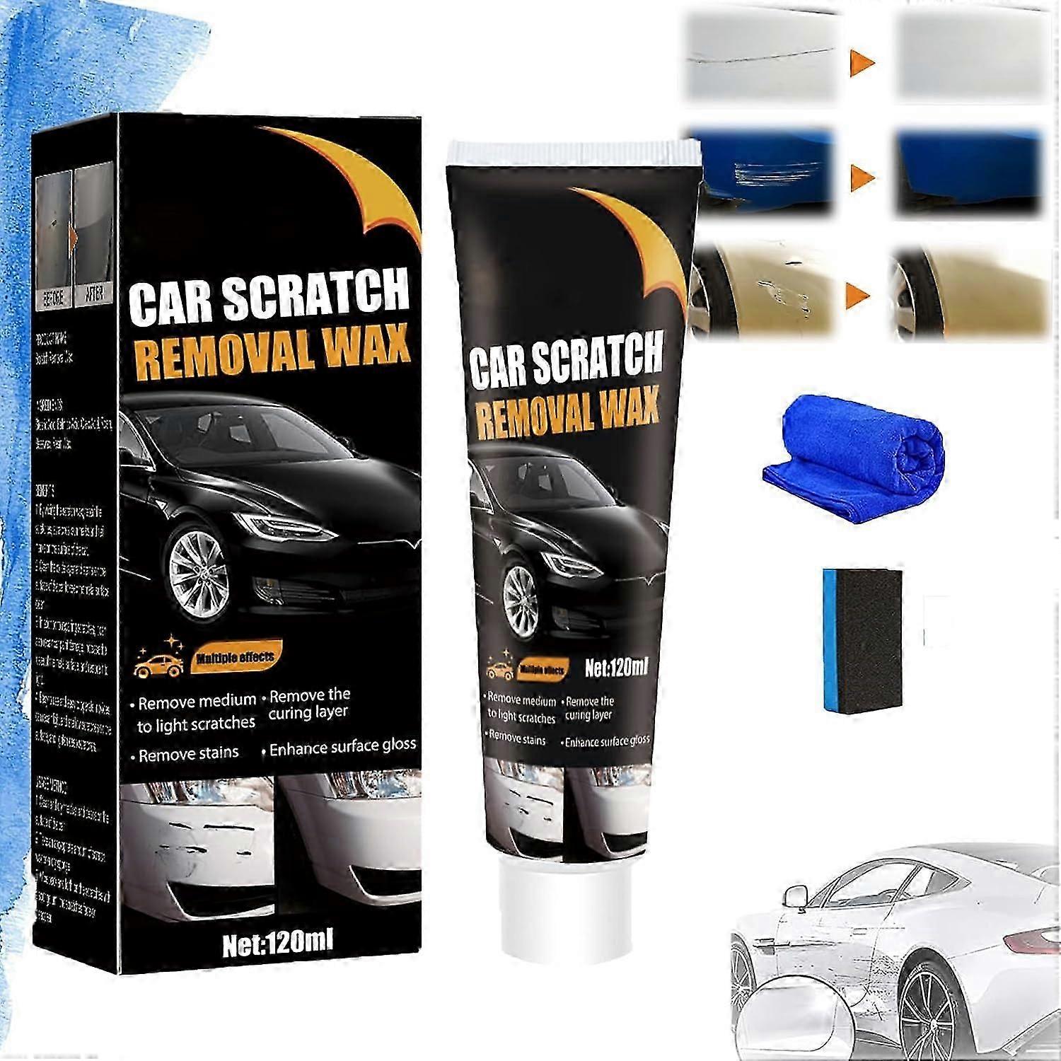 Scratch Repair Wax For Car,Car Scratch Repair Paste Polishing Wax, Car Scratch Remover Kit with Wipe & Sponge for Vehicles