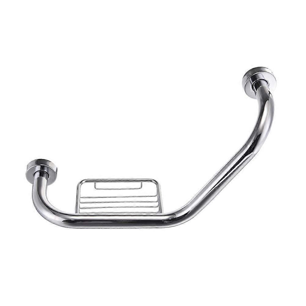 Stainless Steel Grab Bar with Soap Basket and Towel Rack, Non-Slip Bathroom Safety Handle for Bathtub and Shower Access