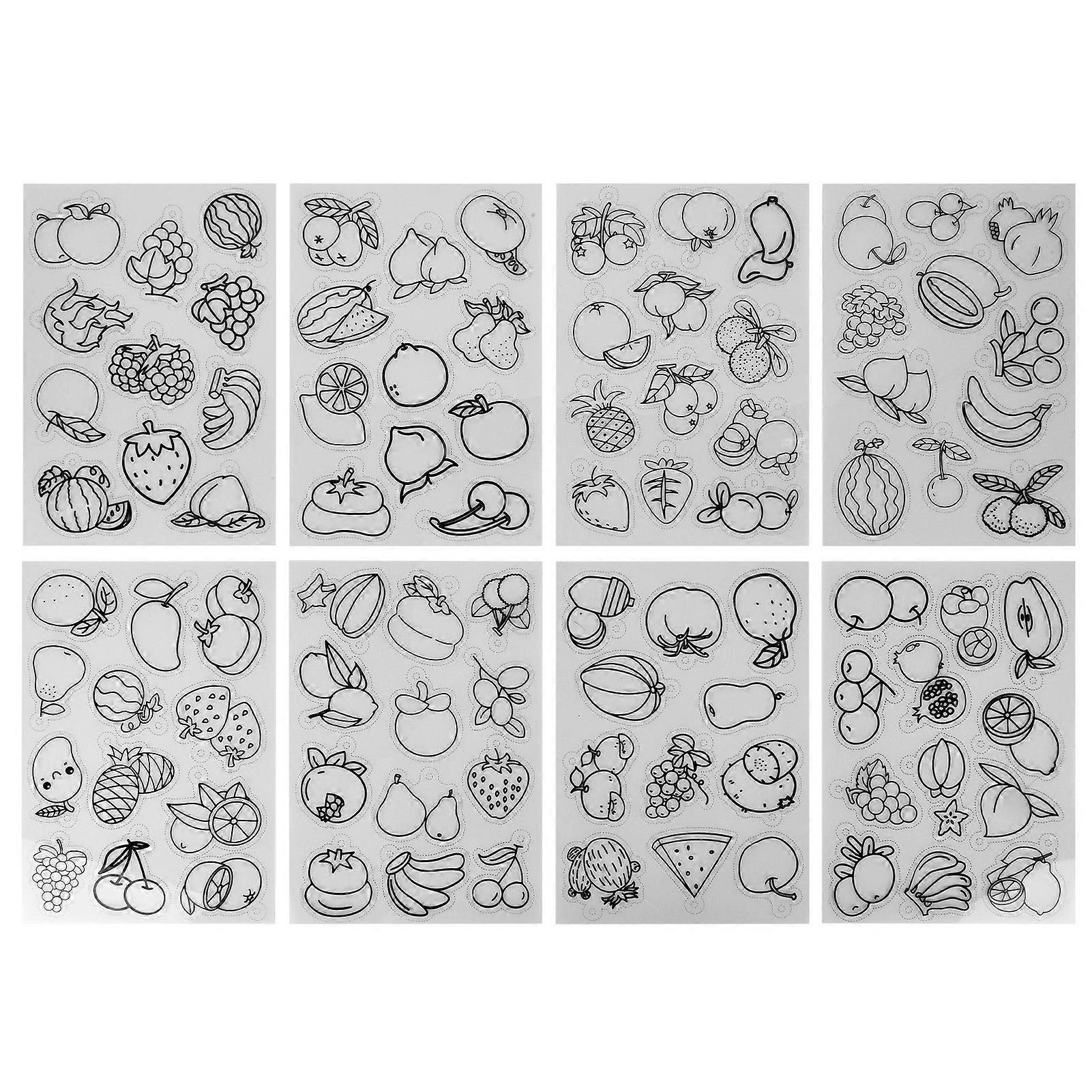 8Pcs Heat Shrink Sheet Set Fruit Vegetable Pattern Beautiful Wide Application Shrinky Art PaperFruit Pattern