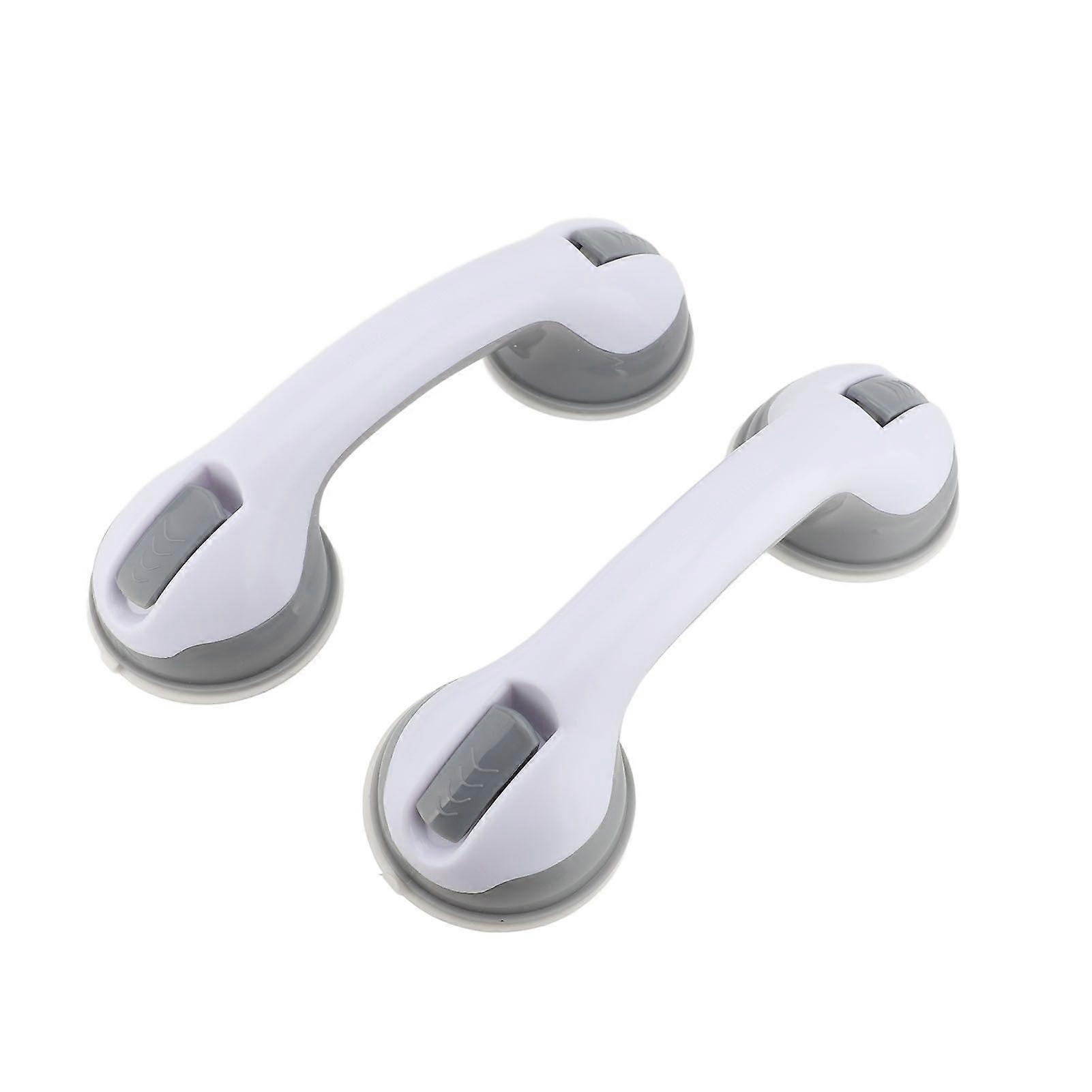 2PCS Suction Grab Bar for Bathtubs and Showers Sturdy PP Removable Shower Handrails Anti Slip Bathroom Safety Handle White Gray