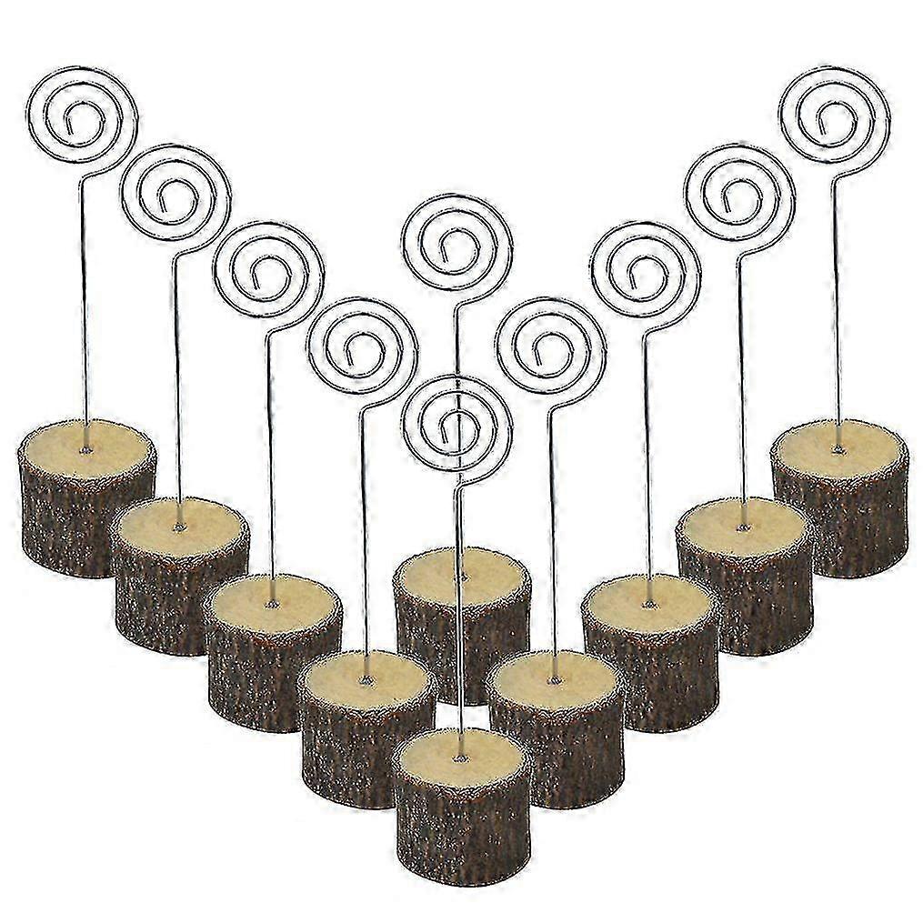 10 Pcs Rustic Table Wood Stands Card Holders Paper Note Clip For Ch...