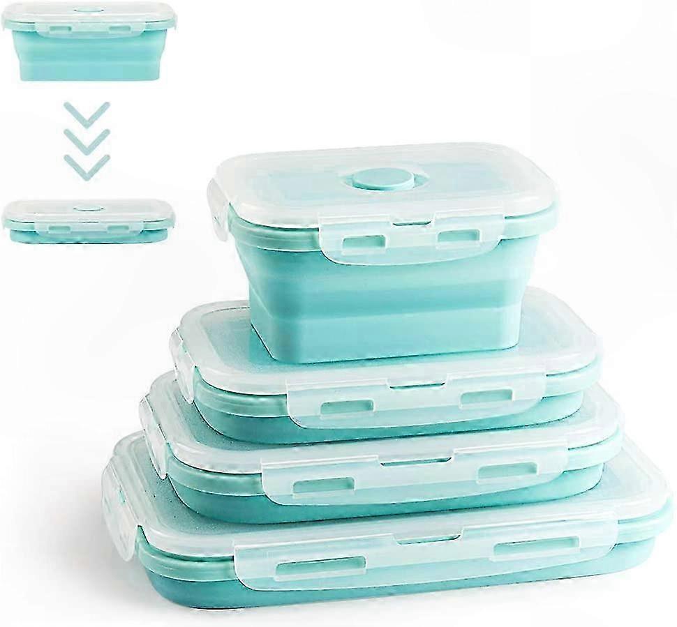 Collapsible Silicone Food Storage Containers 4 Pack Lunch Boxes for Meal Prep