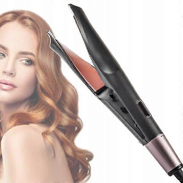 Ceramic 2-in-1 straightener and curler with automatic shut-off, smooth and won't damage hair
