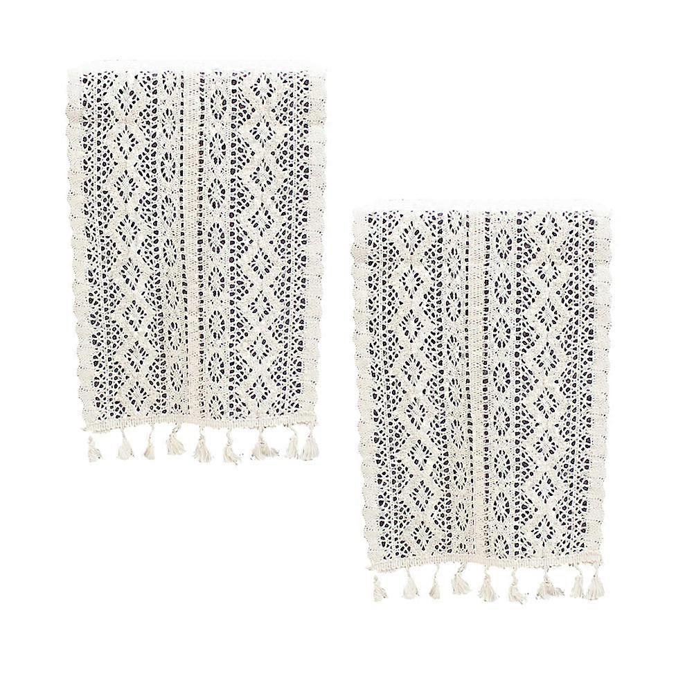 Classical Table Cover With Hollow Out Flower Design For Table Flag 140x24cm In Beige 1Pcs