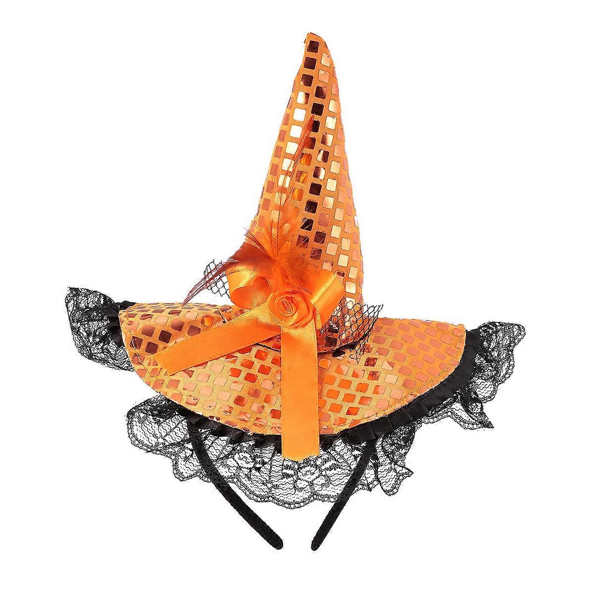 Witch Headband Halloween Hat for Decoration 2Pcs Orange Party Wear