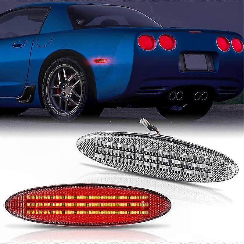 Red LED Side Marker Lights for 1997-2004 Corvette C5 Coupe & Convertible Z06 F Signal Lamps Replacement Pair