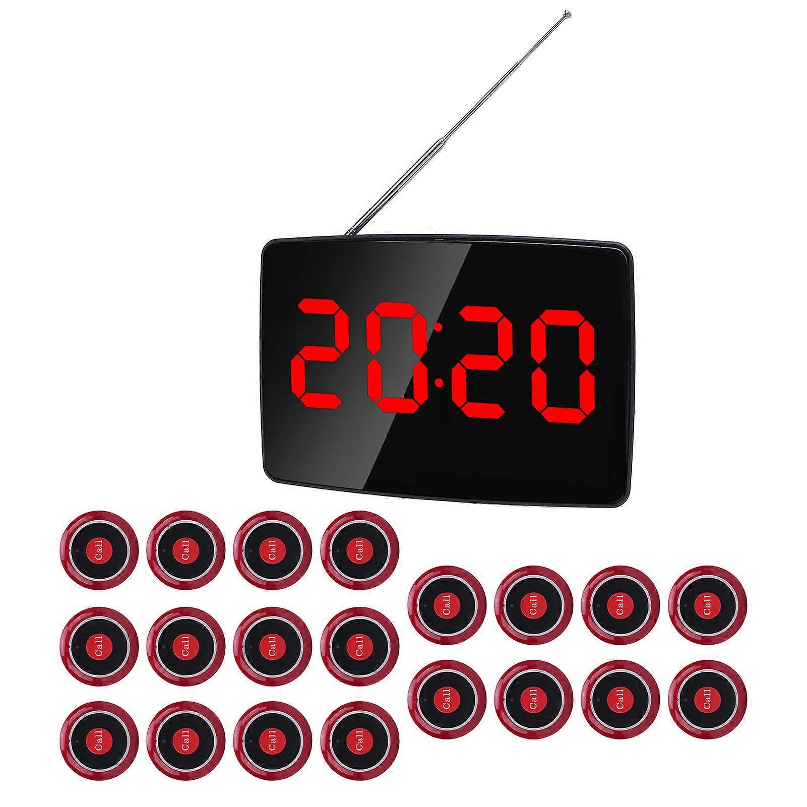 Wireless Restaurant Call System 20 Table Bells with Receiver EU Plug