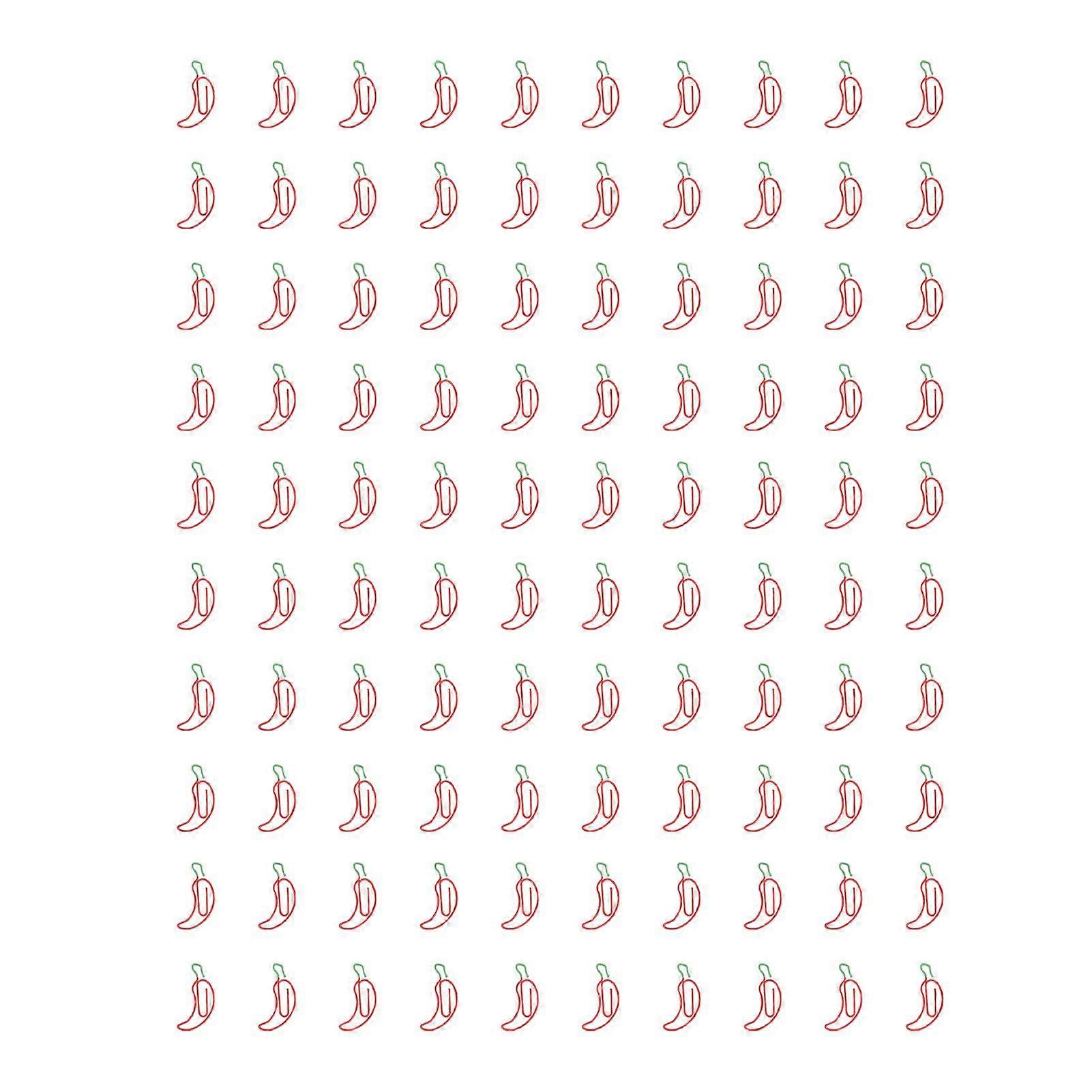 100pcs Paper Clips Pepper Shape Increased Slip Resistance Rust Prevention Metal Cute Paper Clips for Office Daily Use
